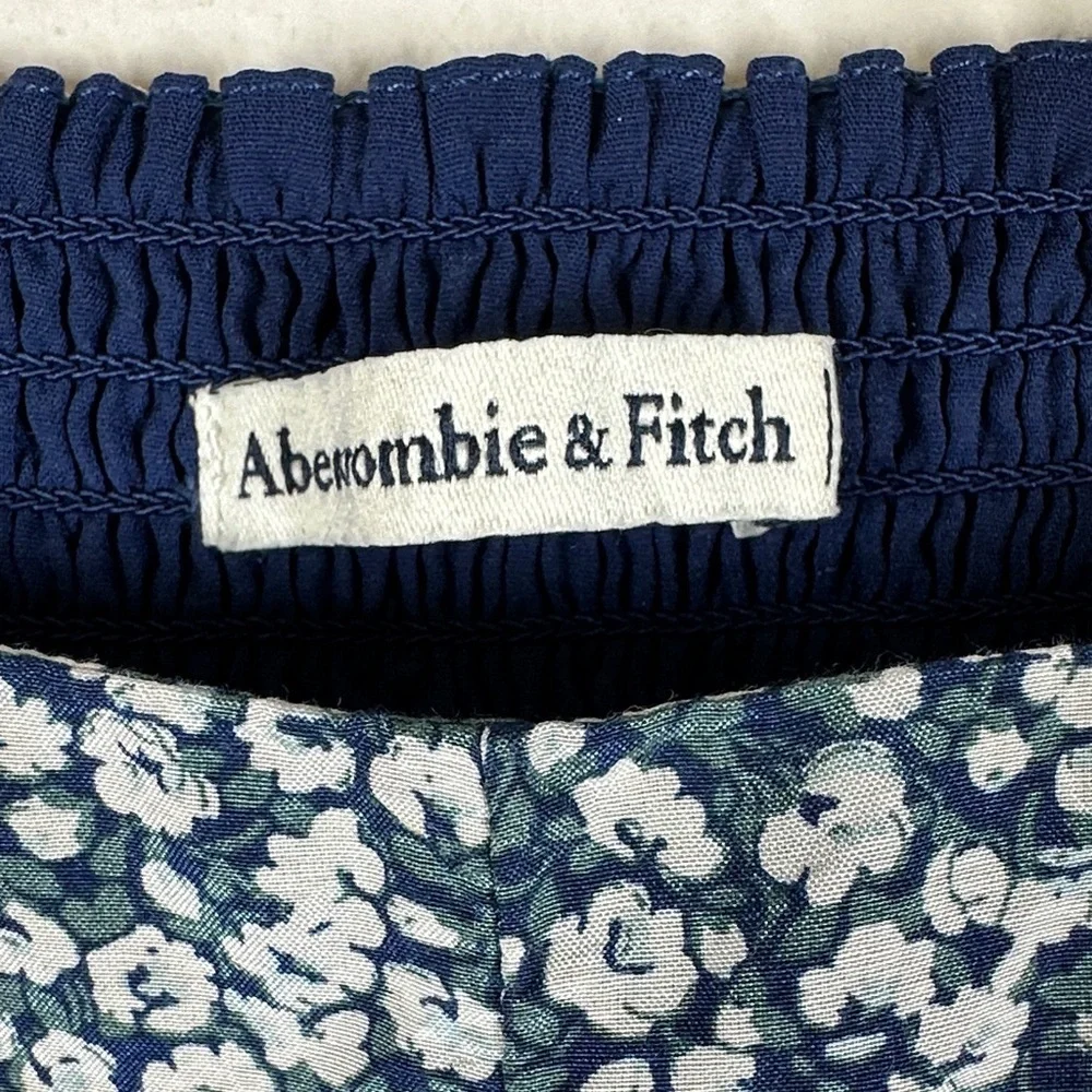 Abercrombie & Fitch Floral Puff Sleeve Cropped Blouse Smocked Back Top S